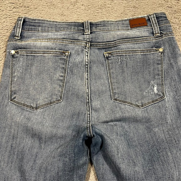 Judy Blue Skinny Fit Capri Jeans Raw Hem Distressed Women's 13/31 32x20 - Picture 14 of 16